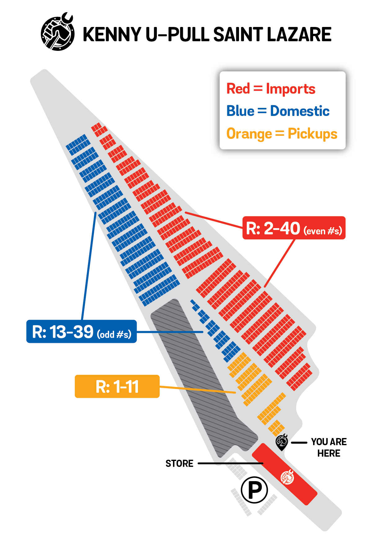 Kenny U-Pull St-Lazare Yard Map